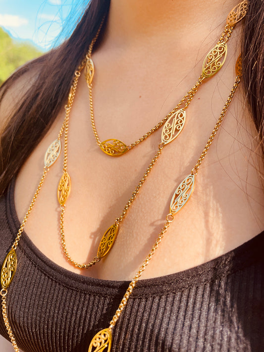 Collier tressé femme - acier inoxydable doré - 2 mètres - multi styles