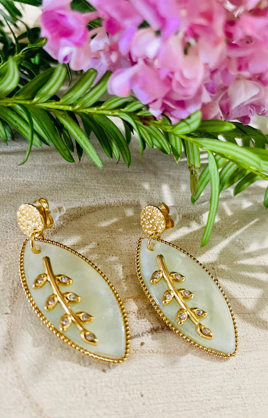 Boucles D'oreilles Feuilles en Nacre - Andreia Bijoux