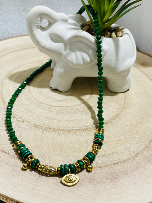 Pink / Green Beaded Necklace