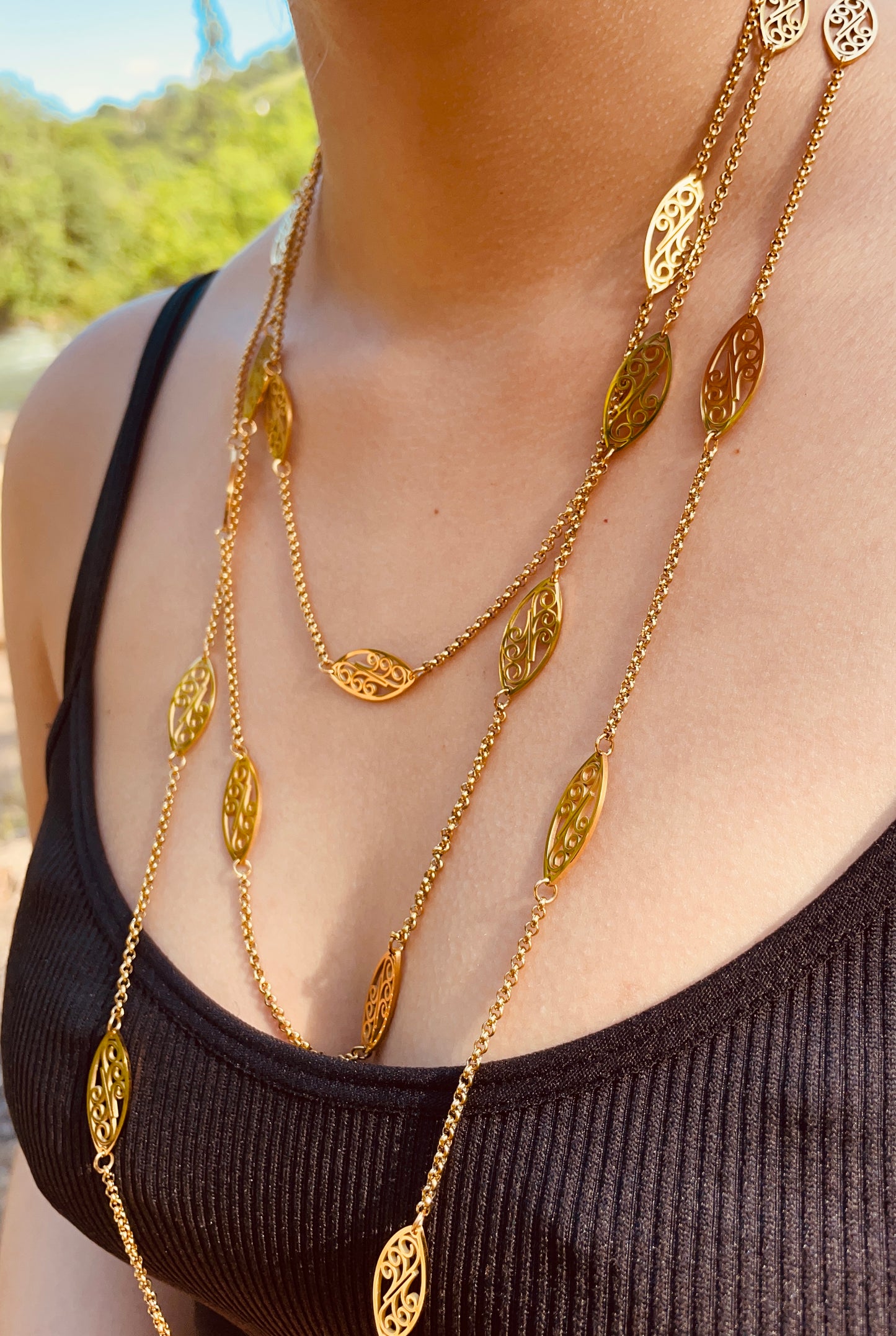 Collier tressé femme - acier inoxydable doré - 2 mètres - multi styles