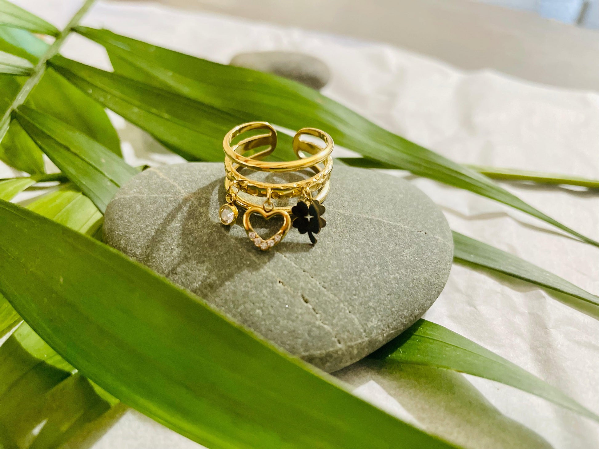 Heart Clover Charm Ring – Andreia Bijoux - Main Image