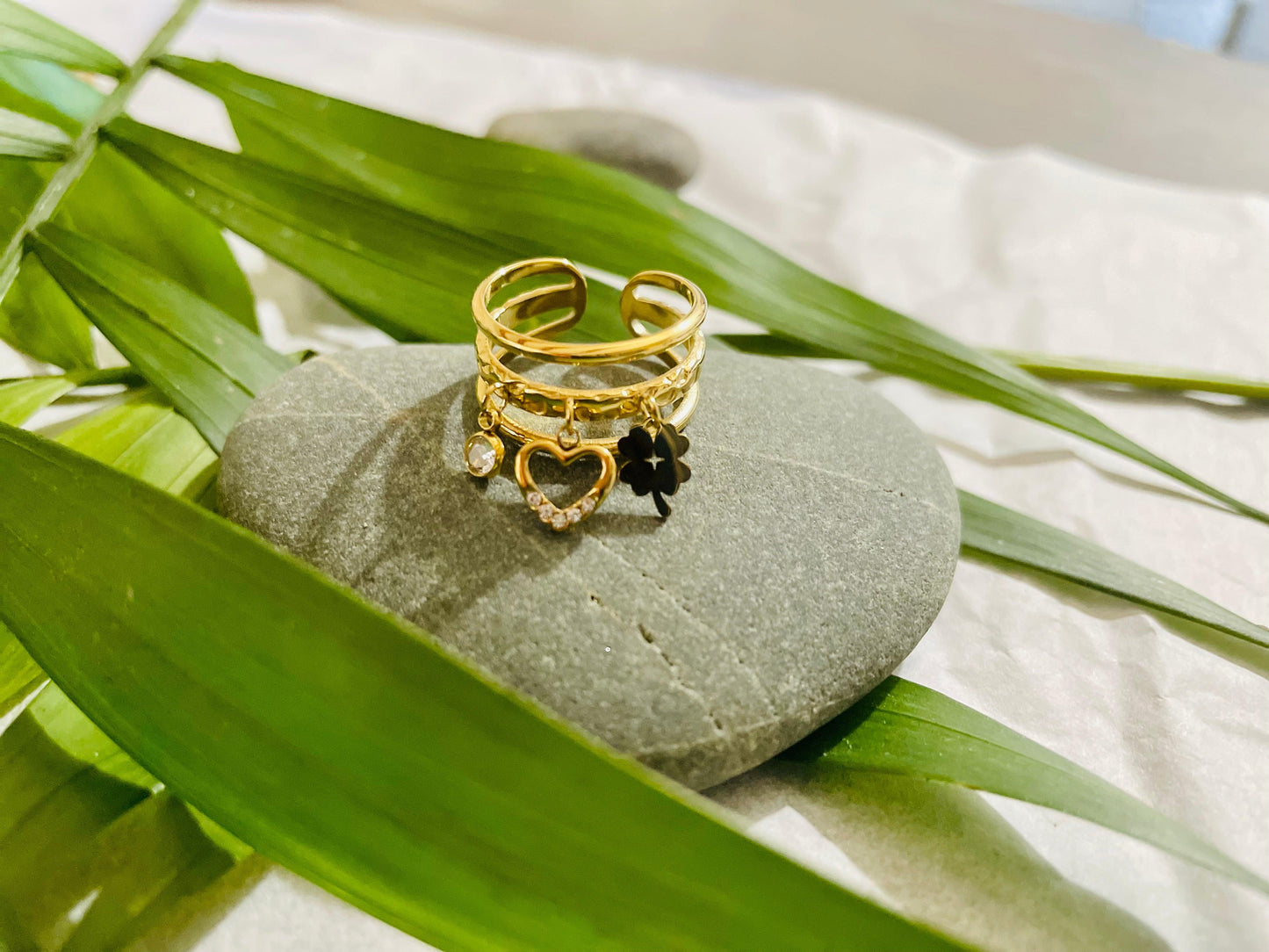 Bague Breloque Trèfle Cœur - Andreia Bijoux