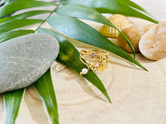 Bague Breloque Feuille Réglable - Andreia Bijoux