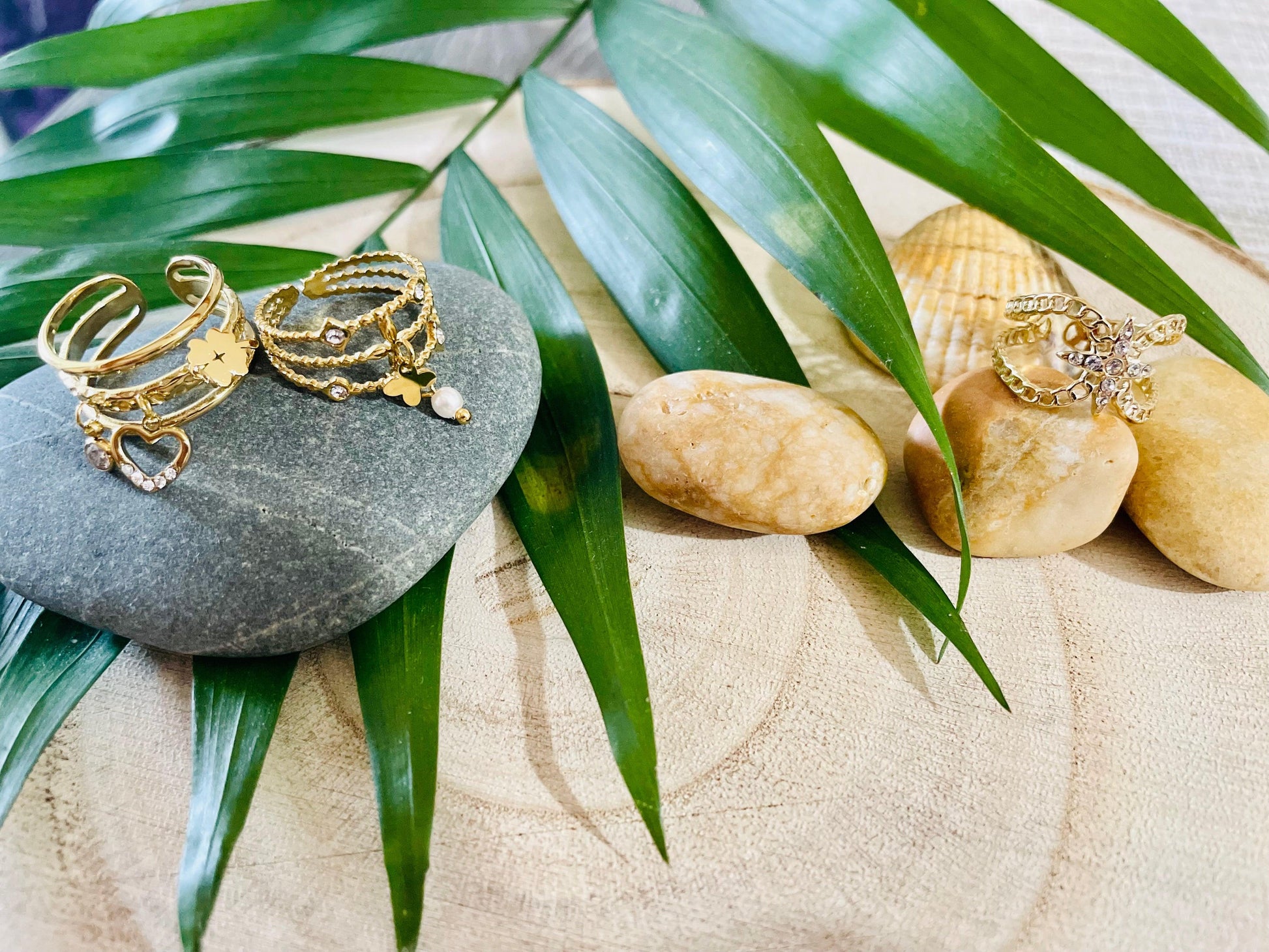 Bague Breloque Feuille Réglable - Andreia Bijoux