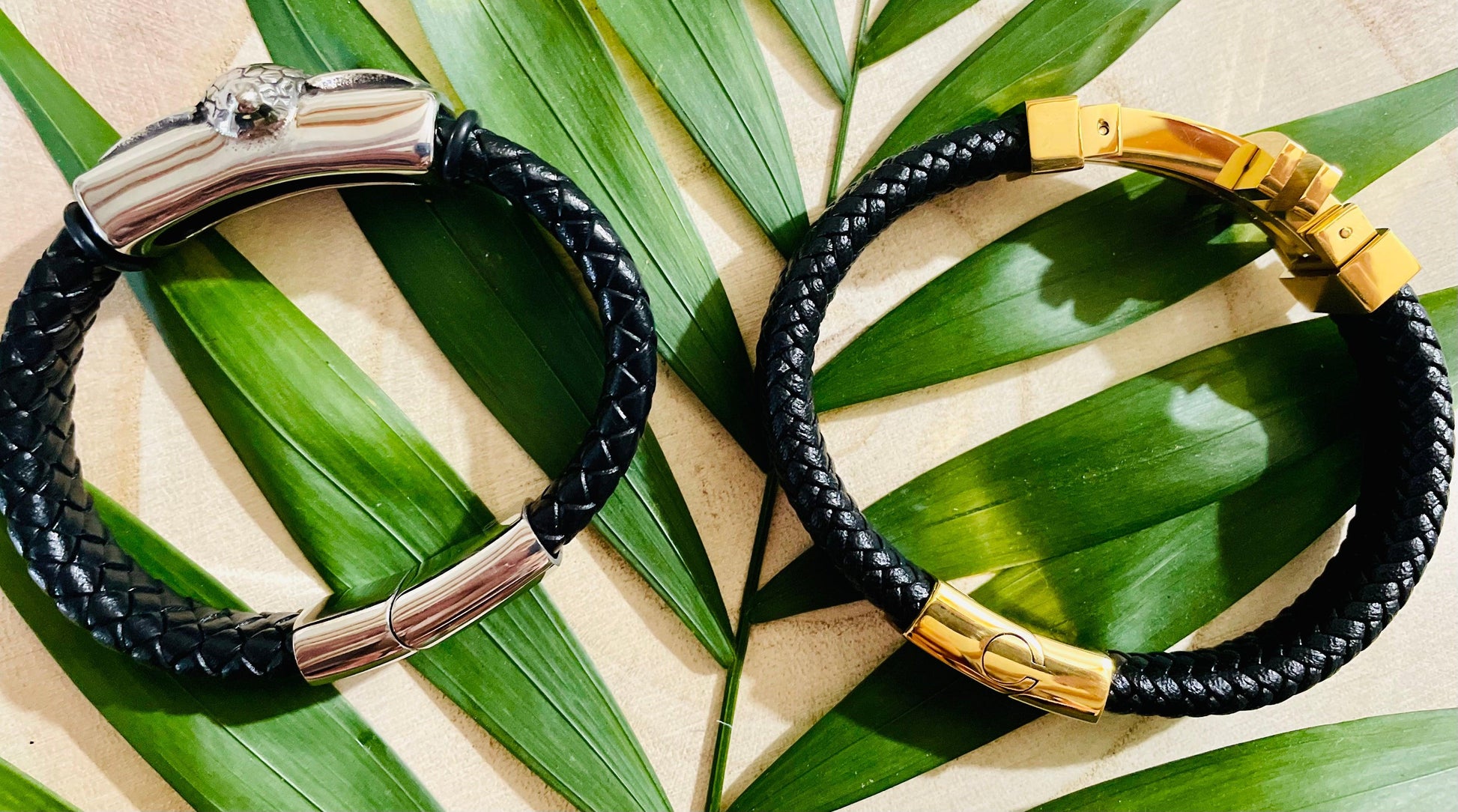 Bracelet Homme Hibou En Cuir Et Acier Inoxydable - Andreia Bijoux