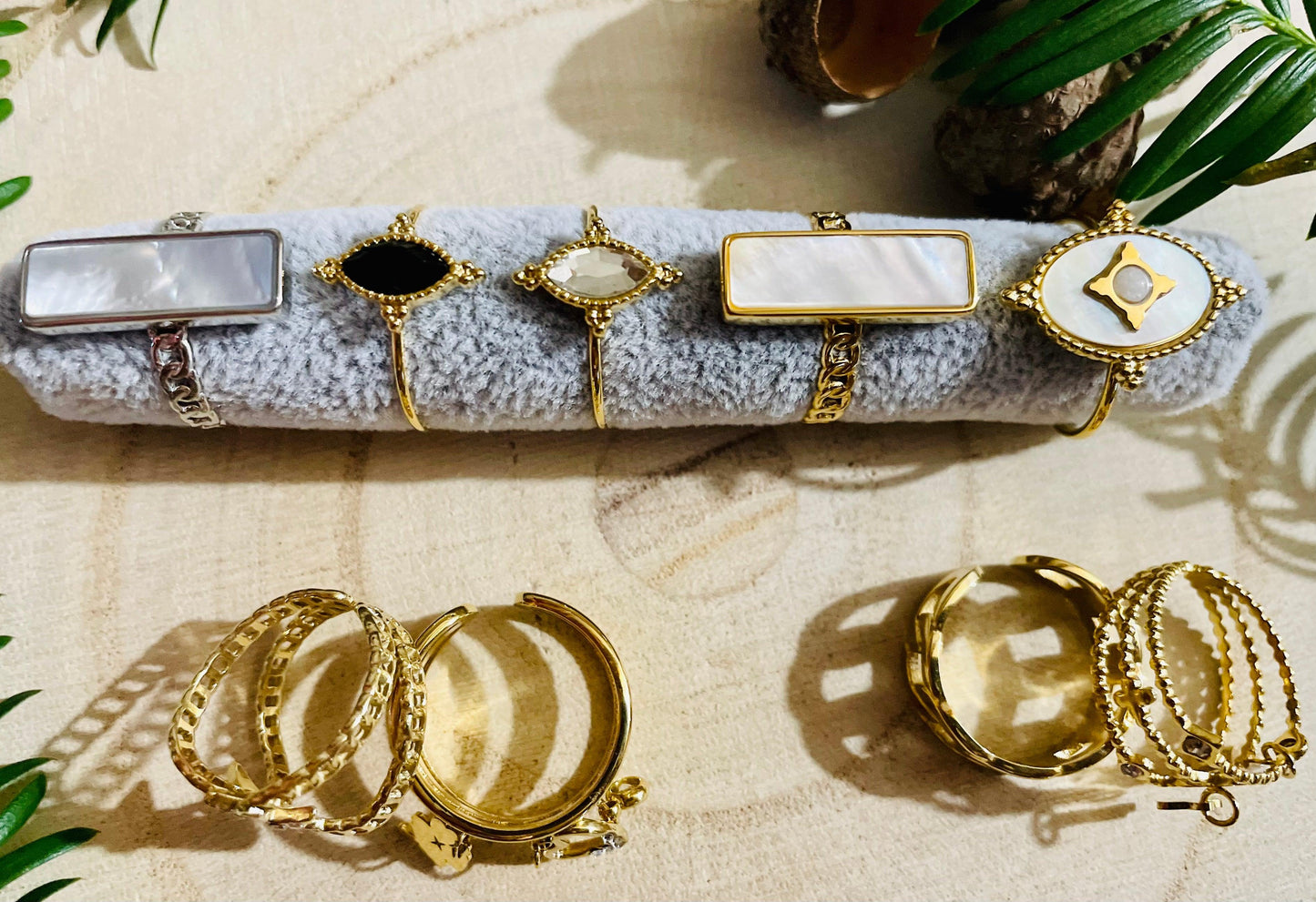 Bague Breloque Feuille Réglable - Andreia Bijoux