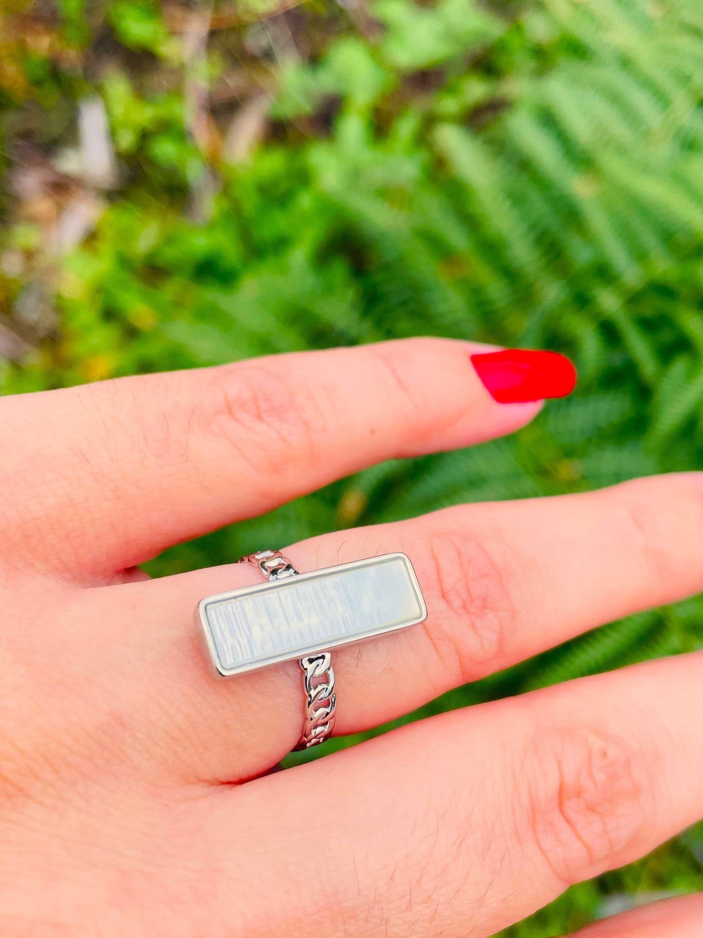 Bague réglable nacré Rectangulaire - Andreia Bijoux