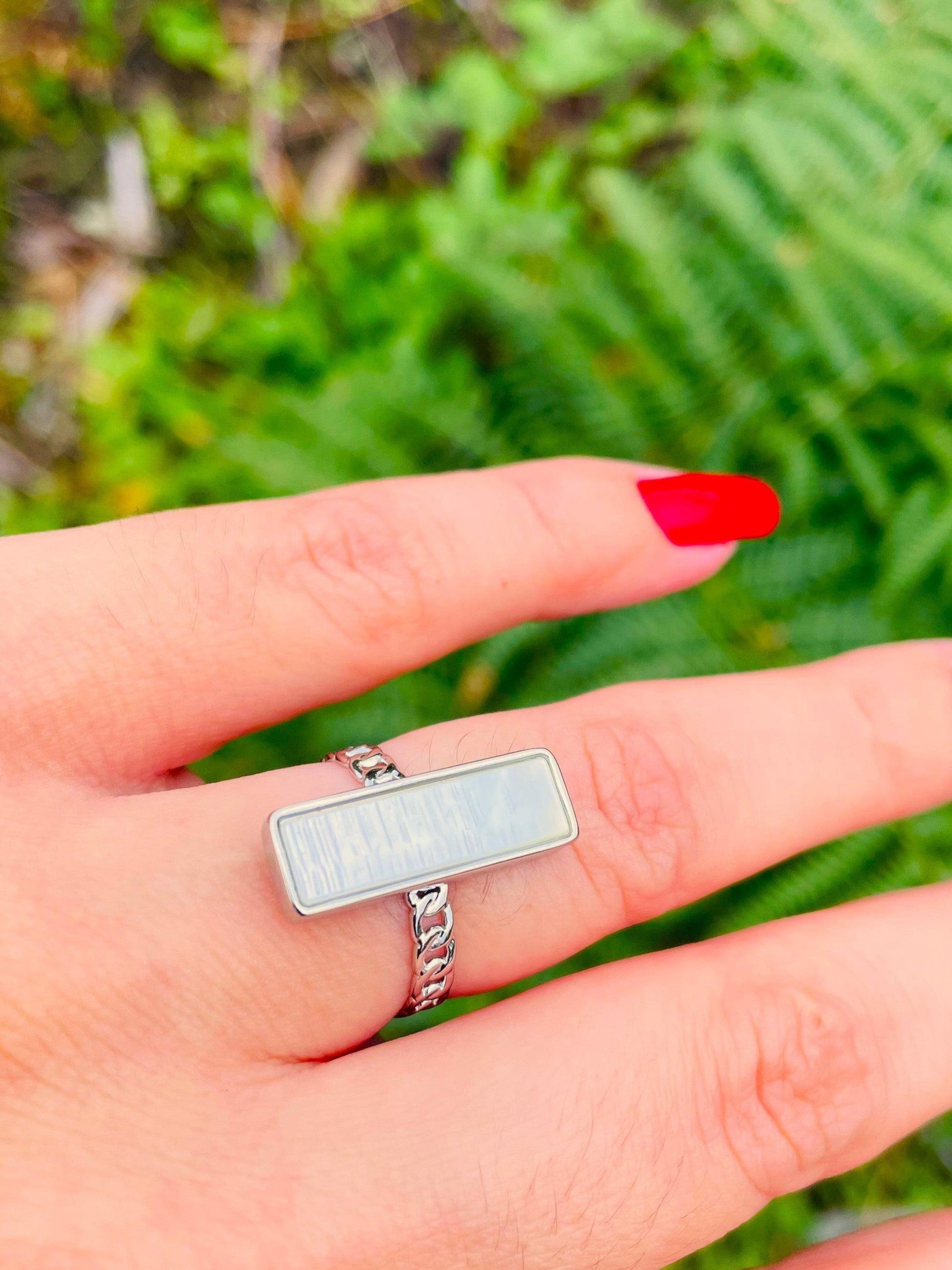 Bague réglable nacré Rectangulaire - Andreia Bijoux