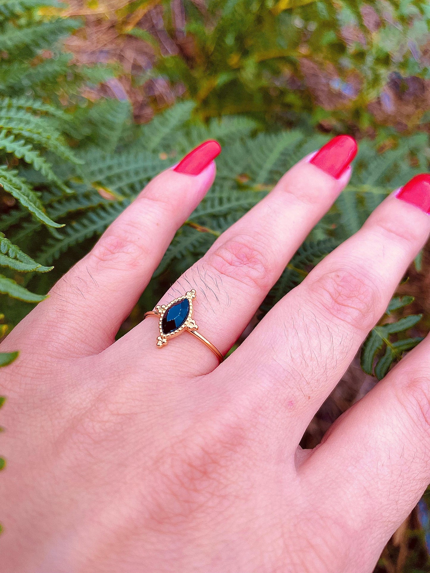 Bague Réglable Pierre transparente/Pierre Noire - Andreia Bijoux